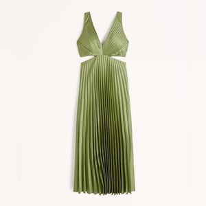 Abercrombie Satin Pleated Cutout Maxi Dress